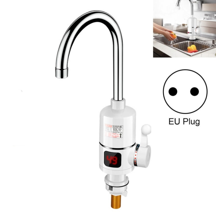 Küchen-Durchlauferhitzer-Wasserhahn, EU-Stecker, Digitalanzeige, großer Auslauf