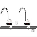 Elektronischer Durchlauferhitzer mit digitaler Temperaturanzeige, elektrischer Warmwasserhahn für Küche und Haushalt, Warm- und Kaltwasserbereiter, EU-Stecker, mit Brausekopf, großem Auslauf, universalem Anschlussrohr