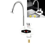 Elektronischer Durchlauferhitzer mit digitaler Temperaturanzeige, elektrischer Warmwasserhahn für Küche und Haushalt, Warm- und Kaltwasserbereiter, EU-Stecker, mit Brausekopf, großem Auslauf, universalem Anschlussrohr