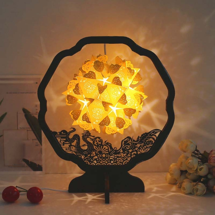 Papierkunst Licht und Schatten Papier-Schnitzlampe DIY Handgemacht Kreative Kleine Tischlampe, Rund, Fächerförmig, Bogenförmig