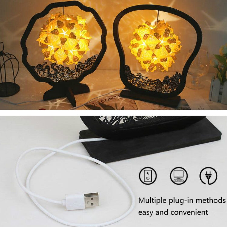 Papierkunst Licht und Schatten Papier-Schnitzlampe DIY Handgemacht Kreative Kleine Tischlampe, Rund, Fächerförmig, Bogenförmig