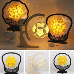 Papierkunst Licht und Schatten Papier-Schnitzlampe DIY Handgemacht Kreative Kleine Tischlampe, Rund, Fächerförmig, Bogenförmig