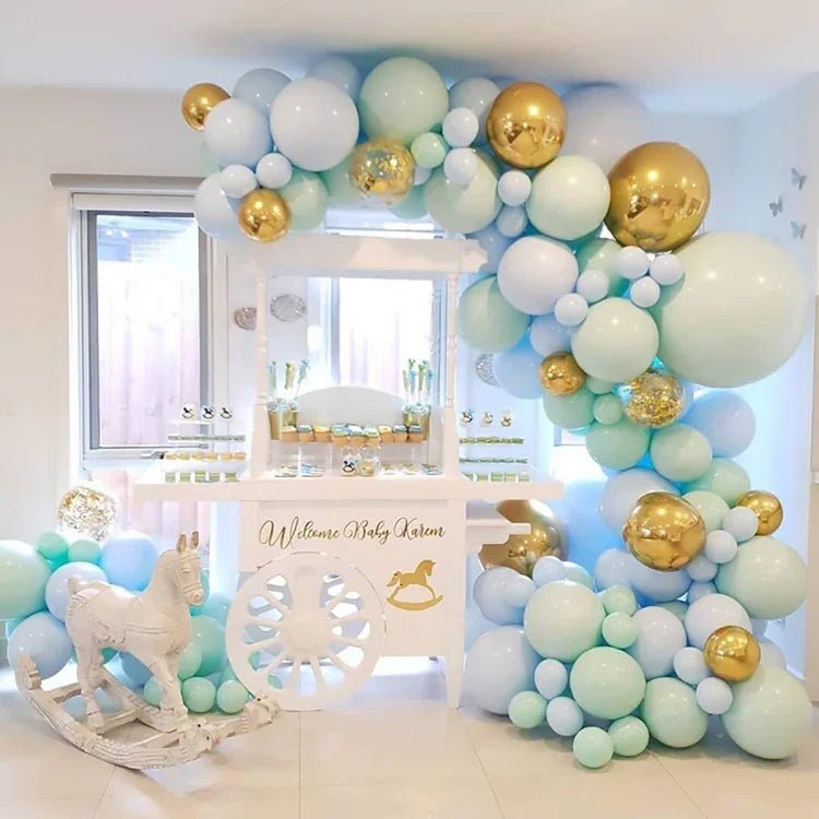 Macaron Grün- und Blau-Ballonketten-Paket Geburtstag Hochzeitsfeier Hintergrundwanddekoration Ballon-Kombination, Macaron Dekorations-Ballon-Kombination