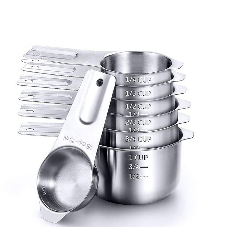 7 in 1 304 Edelstahl Messbecher-Set Backzubehör, 7 in 1 Messlöffel