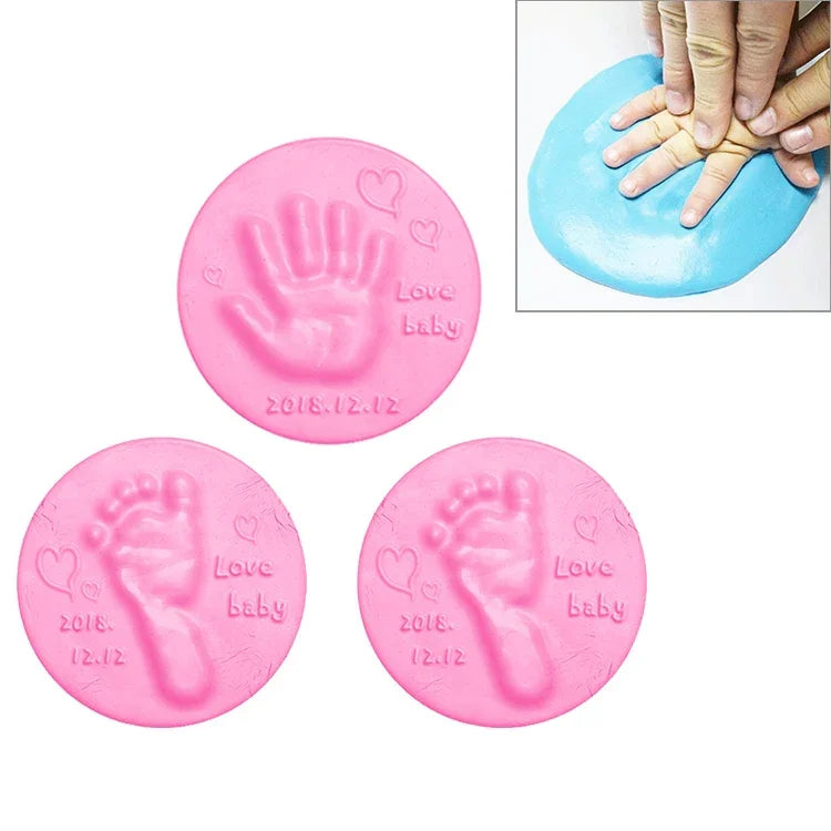 3-teiliges Baby-Pflege-Set mit lufthärtendem, weichem Ton für Hand- und Fußabdrücke, Blau, Grün, Rosa, Lila, Orange, Rot, Weiß, Gelb