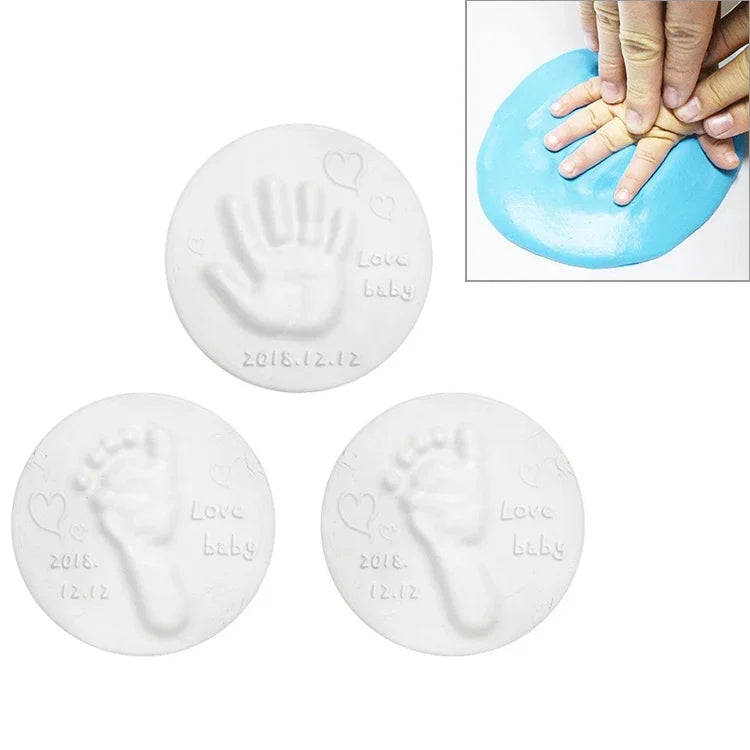 3-teiliges Baby-Pflege-Set mit lufthärtendem, weichem Ton für Hand- und Fußabdrücke, Blau, Grün, Rosa, Lila, Orange, Rot, Weiß, Gelb