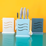 Kitchen Multifunctional Three-Hole Invisible Knife Holder Hollow Drain Kitchenware Storage Rack