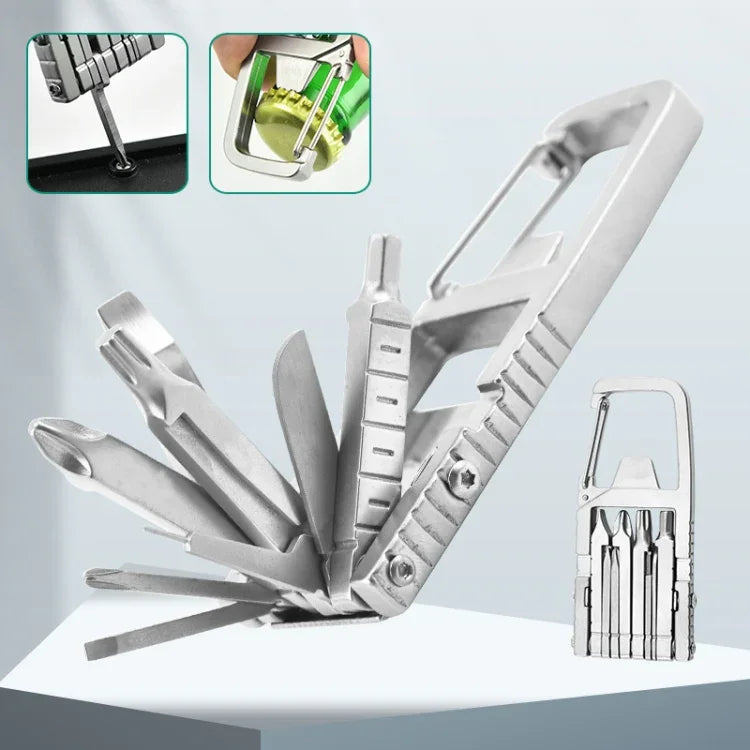 13-in-1 Multifunktionales Edelstahl-Kombinations-Bit-Set, kleines faltbares Outdoor-Notfallwerkzeug, 13-in-1
