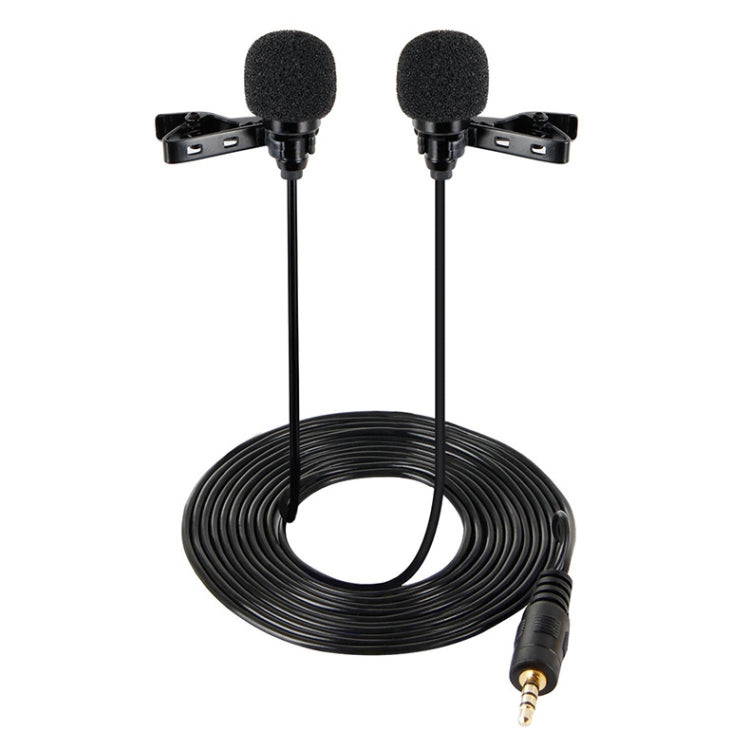 Kabelgebundenes Lavalier Mikrofon Kondensator Doppelkopf Mikrofon Zwei Personen Live Handy K Song Mikrofon, 515PU Tasche