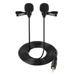 Kabelgebundenes Lavalier Mikrofon Kondensator Doppelkopf Mikrofon Zwei Personen Live Handy K Song Mikrofon, 515PU Tasche