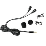Kabelgebundenes Lavalier Mikrofon Kondensator Doppelkopf Mikrofon Zwei Personen Live Handy K Song Mikrofon, 515PU Tasche
