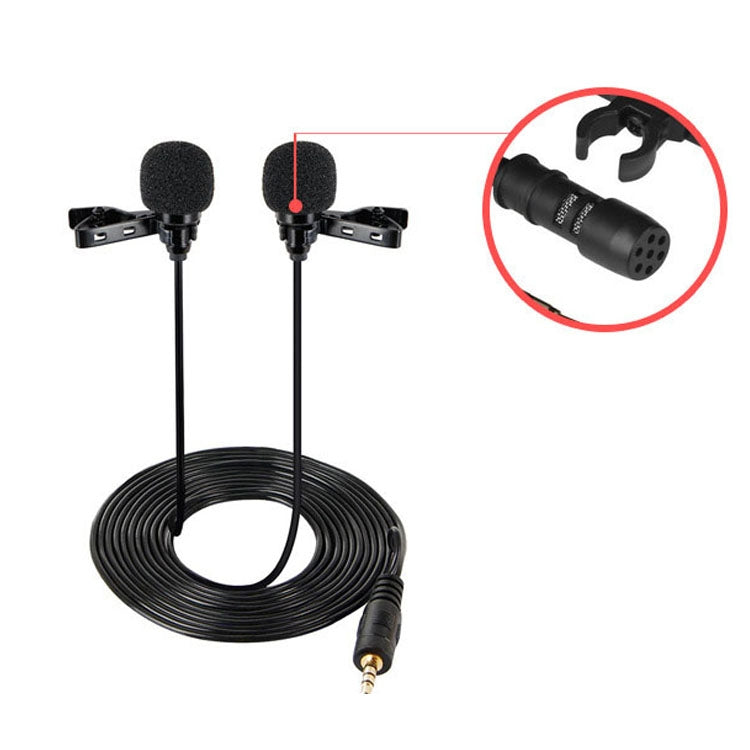 Kabelgebundenes Lavalier Mikrofon Kondensator Doppelkopf Mikrofon Zwei Personen Live Handy K Song Mikrofon, 515PU Tasche