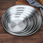 Edelstahl Verdickter runder Teller Café-Tablett Obstkuchenplatte Knochenteller Flacher Teller, 14 cm Gebürstetes Matt-Silber, 17 cm Gebürstetes Matt-Silber, 20 cm Gebürstetes Matt-Silber, 23 cm Gebürstetes Matt-Silber, 26 cm Gebürstetes Matt-Silber