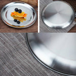 Edelstahl Verdickter runder Teller Café-Tablett Obstkuchenplatte Knochenteller Flacher Teller, 14 cm Gebürstetes Matt-Silber, 17 cm Gebürstetes Matt-Silber, 20 cm Gebürstetes Matt-Silber, 23 cm Gebürstetes Matt-Silber, 26 cm Gebürstetes Matt-Silber
