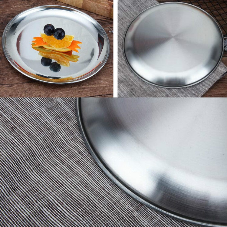 Edelstahl Verdickter runder Teller Café-Tablett Obstkuchenplatte Knochenteller Flacher Teller, 14 cm Gebürstetes Matt-Silber, 17 cm Gebürstetes Matt-Silber, 20 cm Gebürstetes Matt-Silber, 23 cm Gebürstetes Matt-Silber, 26 cm Gebürstetes Matt-Silber