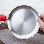 Edelstahl Verdickter runder Teller Café-Tablett Obstkuchenplatte Knochenteller Flacher Teller, 14 cm Gebürstetes Matt-Silber, 17 cm Gebürstetes Matt-Silber, 20 cm Gebürstetes Matt-Silber, 23 cm Gebürstetes Matt-Silber, 26 cm Gebürstetes Matt-Silber