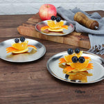 Edelstahl Verdickter runder Teller Café-Tablett Obstkuchenplatte Knochenteller Flacher Teller, 14 cm Gebürstetes Matt-Silber, 17 cm Gebürstetes Matt-Silber, 20 cm Gebürstetes Matt-Silber, 23 cm Gebürstetes Matt-Silber, 26 cm Gebürstetes Matt-Silber
