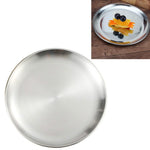 Edelstahl Verdickter runder Teller Café-Tablett Obstkuchenplatte Knochenteller Flacher Teller, 14 cm Gebürstetes Matt-Silber, 17 cm Gebürstetes Matt-Silber, 20 cm Gebürstetes Matt-Silber, 23 cm Gebürstetes Matt-Silber, 26 cm Gebürstetes Matt-Silber