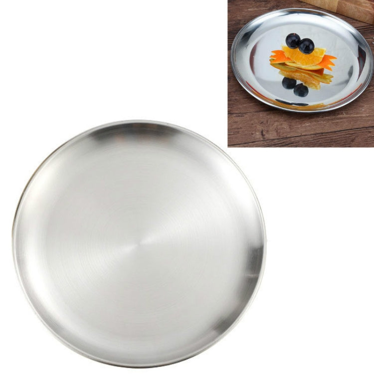 Edelstahl Verdickter runder Teller Café-Tablett Obstkuchenplatte Knochenteller Flacher Teller, 14 cm Gebürstetes Matt-Silber, 17 cm Gebürstetes Matt-Silber, 20 cm Gebürstetes Matt-Silber, 23 cm Gebürstetes Matt-Silber, 26 cm Gebürstetes Matt-Silber