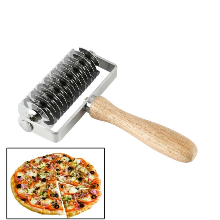 Backwerkzeug Edelstahl Holzgriff Pizzaroller Schneider Dessertkochfeld Pizzanetzmesser, Pizzaschneider 1
