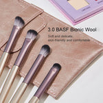 4-teiliges Make-up-Pinselset: Lidschattenpinsel, weiche Borstenpinsel für Details, Verwischpinsel mit Pinselbeutel, Gold, Silber