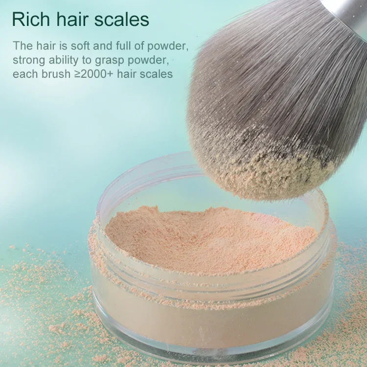 Make-up Pinsel Mais Seidenfaser Haar Waschbar Make-up Pinsel, Grüner lose Puderpinsel, Pinker lose Puderpinsel, 5 STÜCK Grüner Lidschattenpinsel, Grüner lose Puderpinsel+5 STÜCK Lidschattenpinsel