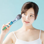 Make-up Pinsel Mais Seidenfaser Haar Waschbar Make-up Pinsel, Grüner lose Puderpinsel, Pinker lose Puderpinsel, 5 STÜCK Grüner Lidschattenpinsel, Grüner lose Puderpinsel+5 STÜCK Lidschattenpinsel