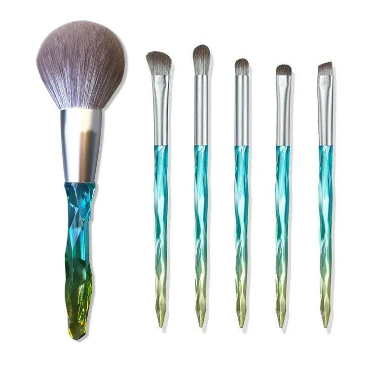 Make-up Pinsel Mais Seidenfaser Haar Waschbar Make-up Pinsel, Grüner lose Puderpinsel, Pinker lose Puderpinsel, 5 STÜCK Grüner Lidschattenpinsel, Grüner lose Puderpinsel+5 STÜCK Lidschattenpinsel