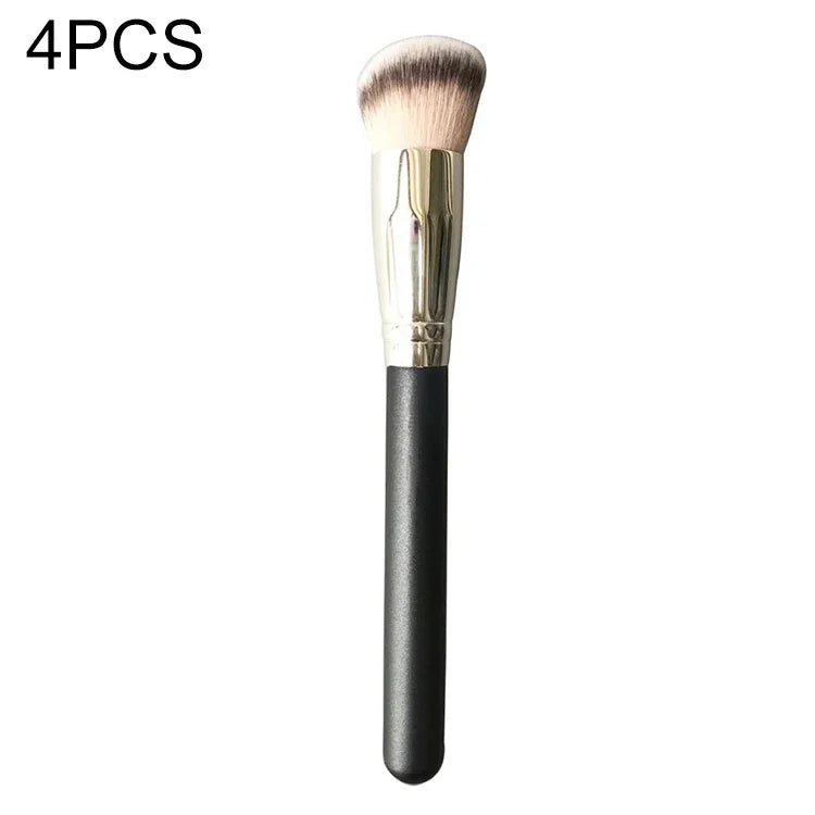 4-teiliges Set Make-up-Pinsel aus Kunstfasern mit Holzgriff: Foundation-Pinsel 191, Concealer-Pinsel 270, diagonaler Foundation-Pinsel 170