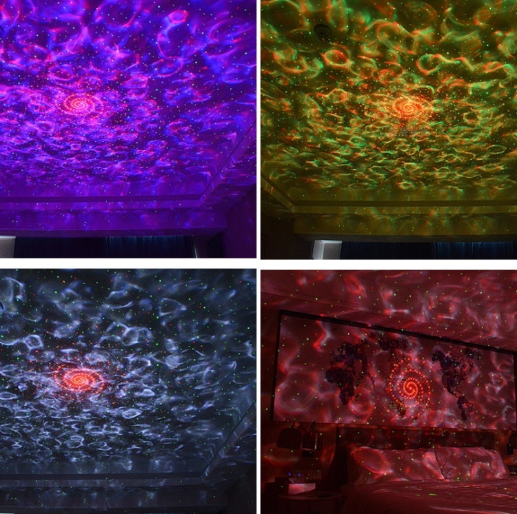 M2 8W Weihnachts-Sternenhimmel-Laserprojektion Stimmungslicht Rotierender Sternen-Dynamischer Wasserwellenmuster Schlaflicht, USB, Batterie