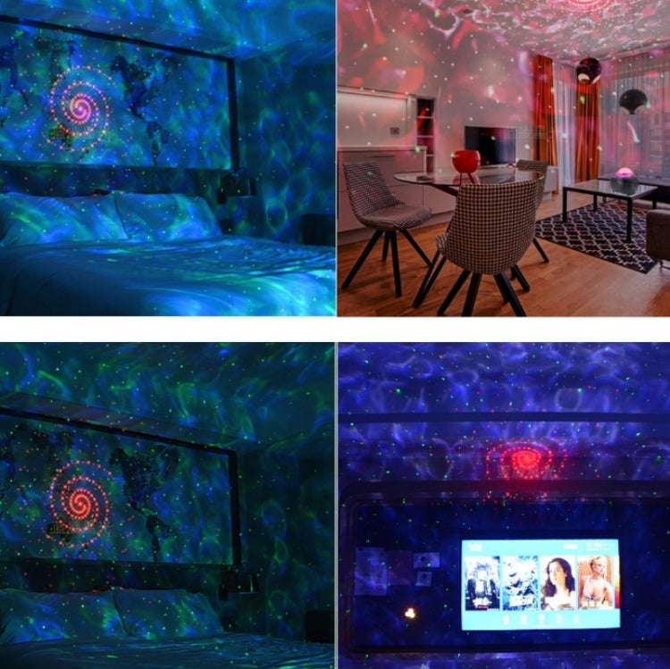 M2 8W Weihnachts-Sternenhimmel-Laserprojektion Stimmungslicht Rotierender Sternen-Dynamischer Wasserwellenmuster Schlaflicht, USB, Batterie