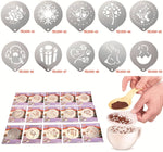 6 Stück Edelstahl-Girlandenform, ausgefallenes Kaffeedruckmodell, Kaffeemilchschaum-Sprühmuster-Schablone, zufällige Stilauslieferung, 6 Stück
