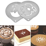 6 Stück Edelstahl-Girlandenform, ausgefallenes Kaffeedruckmodell, Kaffeemilchschaum-Sprühmuster-Schablone, zufällige Stilauslieferung, 6 Stück