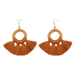 1 Paar Ohrringe Ethno-Stil Baumwollquaste Übertriebene Ohrringe Lange Ohrringe, Orange, Schwarz, Kaffee, Kurkuma, Rosa, Beige