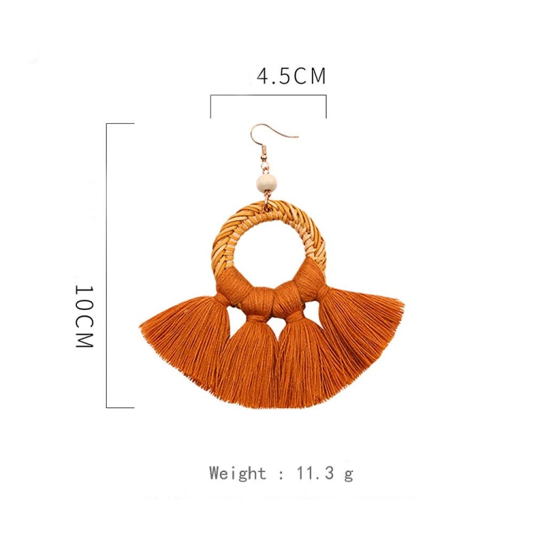 1 Paar Ohrringe Ethno-Stil Baumwollquaste Übertriebene Ohrringe Lange Ohrringe, Orange, Schwarz, Kaffee, Kurkuma, Rosa, Beige