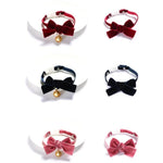 Samt-Schleife, verstellbares Halsband für Katzen, Hunde und Kaninchen, Größe S (17–30 cm), mit Glöckchen