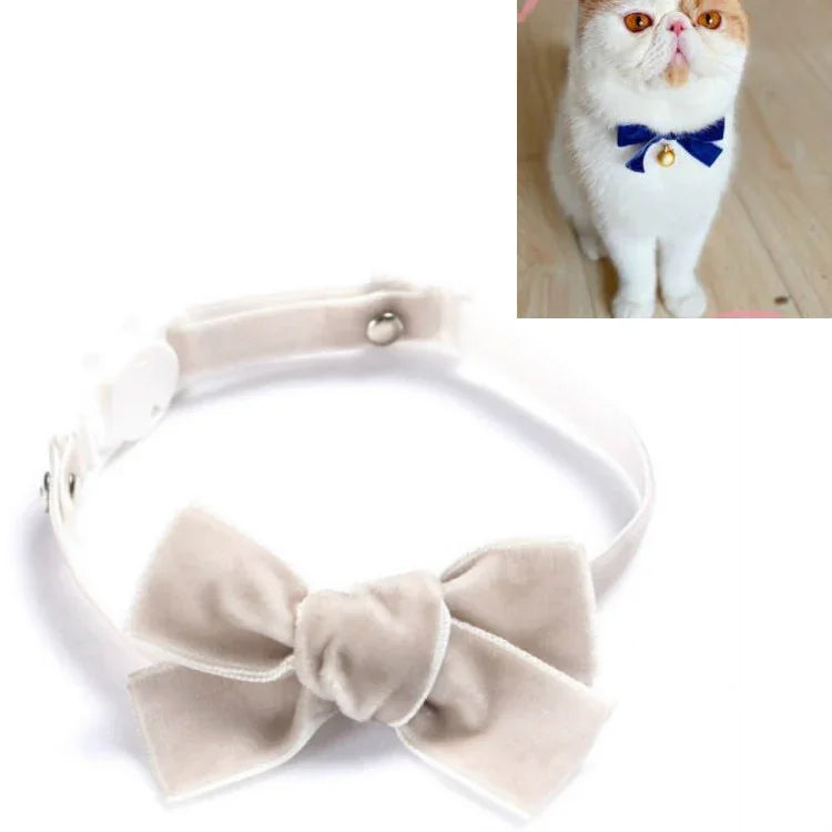 Samt-Schleife, verstellbares Halsband für Katzen, Hunde und Kaninchen, Größe S (17–30 cm), mit Glöckchen
