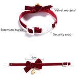 Samt-Schleife, verstellbares Halsband für Katzen, Hunde und Kaninchen, Größe S (17–30 cm), mit Glöckchen