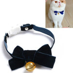 Samt-Schleife, verstellbares Halsband für Katzen, Hunde und Kaninchen, Größe S (17–30 cm), mit Glöckchen
