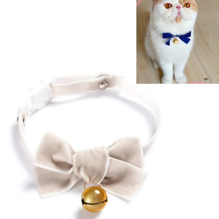 Samt-Schleife, verstellbares Halsband für Katzen, Hunde und Kaninchen, Größe S (17–30 cm), mit Glöckchen