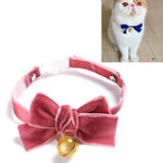 Samt-Schleife, verstellbares Halsband für Katzen, Hunde und Kaninchen, Größe S (17–30 cm), mit Glöckchen