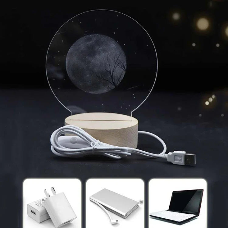3D Atmosphere Decorative Light Acrylic Inner Carved LED Night Light Creative Girl Table Lamp, Double Deer, Whale Girl, Deer, Cartoon Astronaut, Good Night, Flamingo, Full Moon, Tree Cat, Swan, Stars And Moon, Full Moon Swan, Moon Girl