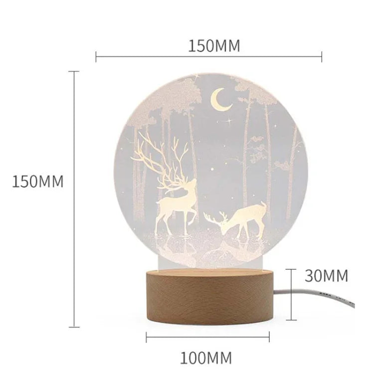 3D Atmosphere Decorative Light Acrylic Inner Carved LED Night Light Creative Girl Table Lamp, Double Deer, Whale Girl, Deer, Cartoon Astronaut, Good Night, Flamingo, Full Moon, Tree Cat, Swan, Stars And Moon, Full Moon Swan, Moon Girl