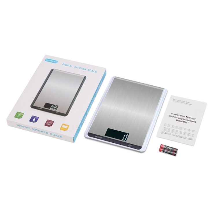 Edelstahl Küchenwaage Haushalt Lebensmittel Elektronische Waage, 5kg/1g, 10kg/1g