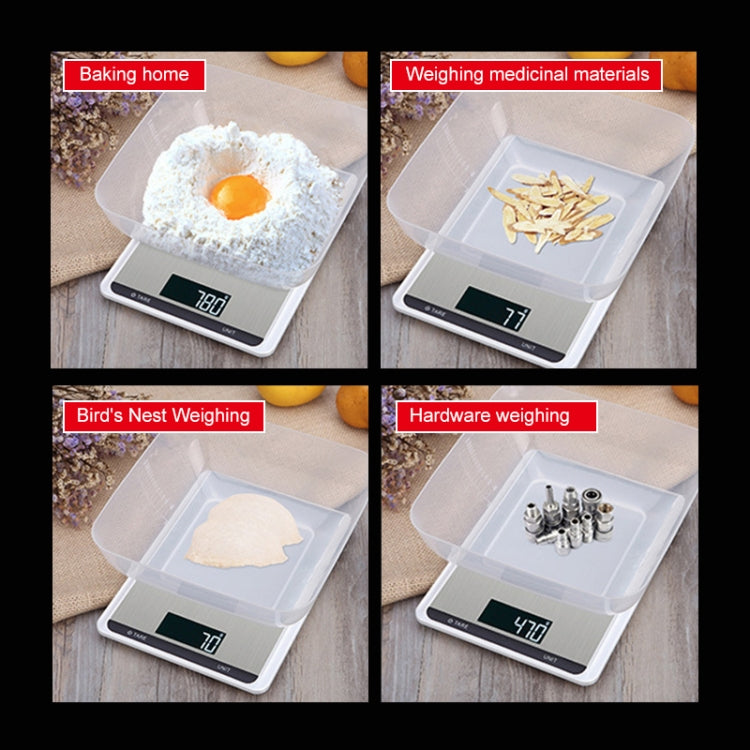 Edelstahl Küchenwaage Haushalt Lebensmittel Elektronische Waage, 5kg/1g, 10kg/1g