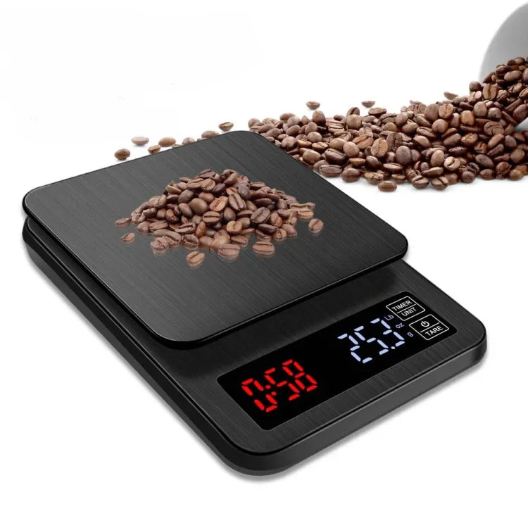 Haushalts-Kaffeewaage mit USB-Ladefunktion, intelligente Küchenwaage mit Timer, 3kg/0,1g, 5kg/0,1g, 10kg/1g