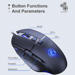 iMICE T91 8-Tasten 7200DPI USB-Kabelgebundene Gaming-Maus mit Beleuchtung, Kabellänge: 1,8 m