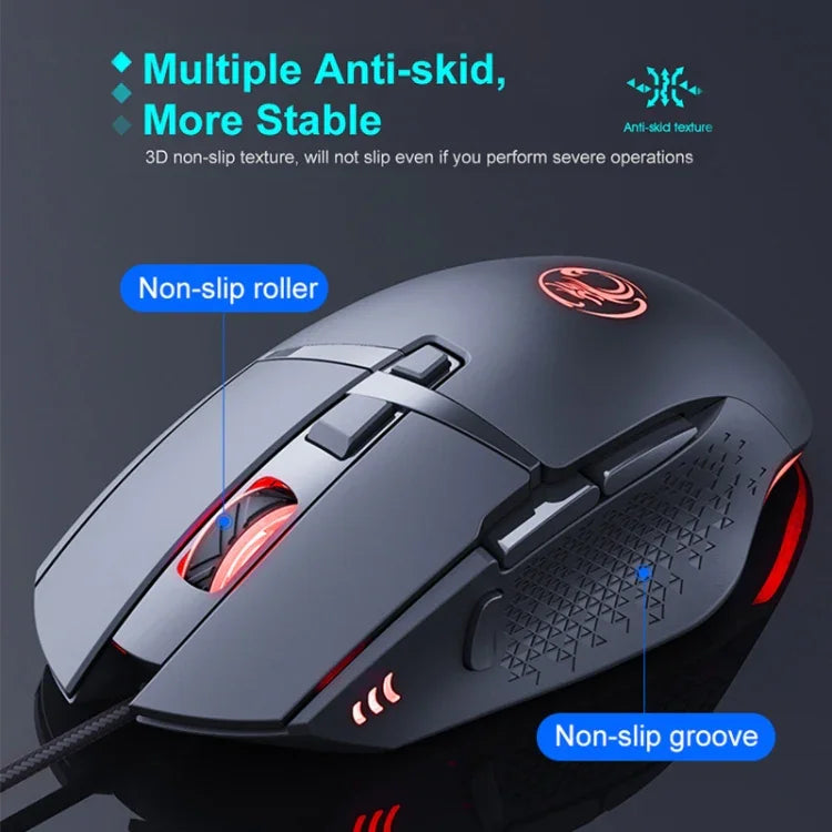 iMICE T91 8-Tasten 7200DPI USB-Kabelgebundene Gaming-Maus mit Beleuchtung, Kabellänge: 1,8 m