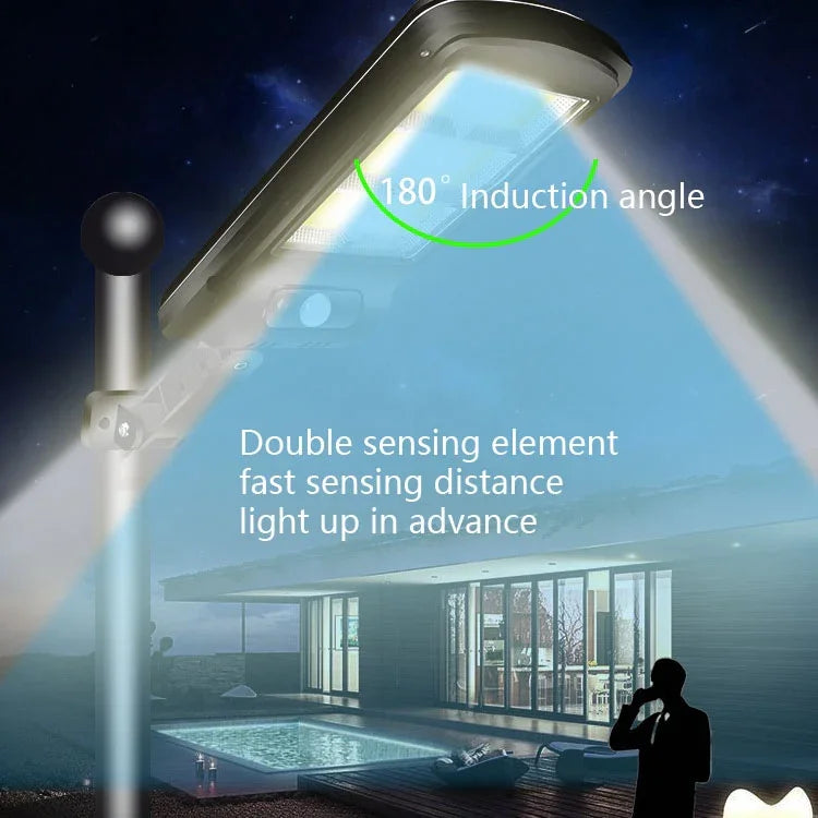 10W Solar Power Human Body Induction + Light Control Street Light Multi-Function Remote Control Outdoor Lighting, 6COB with RC