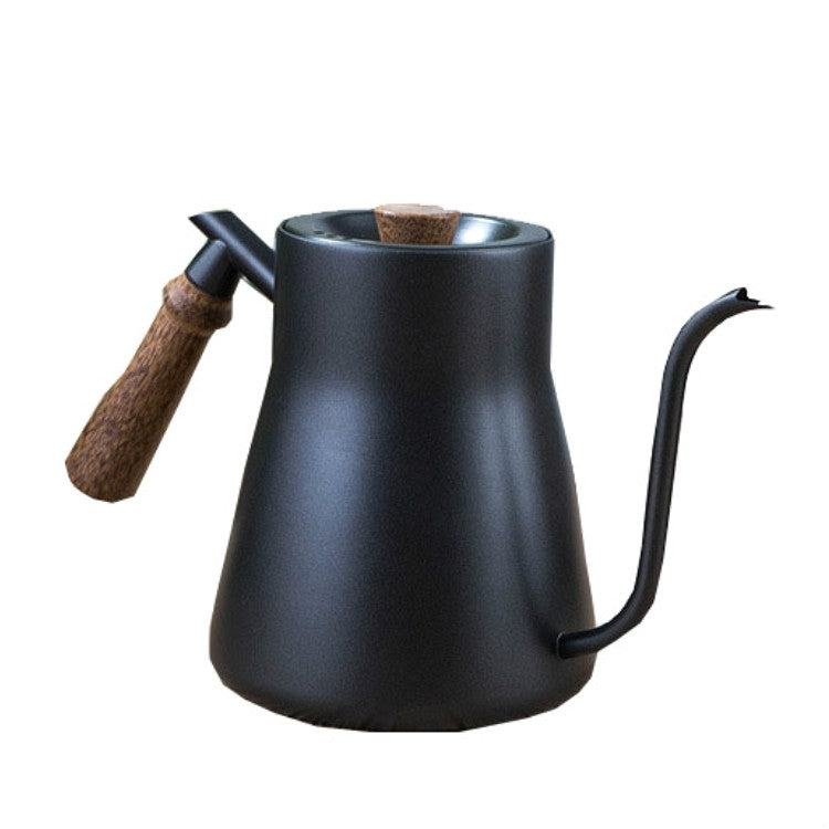 304 Edelstahl Kaffeekanne Holzgriff Kaffeekanne Teflon Langmund schlanke Kanne, ohne Thermometer, mit Thermometer